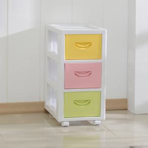 좁은 틈새 코디 칼라 투명 슬림 3단 양면 서랍장