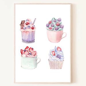 베리 요거트 컵케이크 cake 일러스트