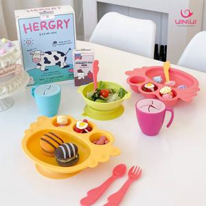 흡착 아기천사식판 기프트박스 안전한 코코넛 유아식기 세트 10colors