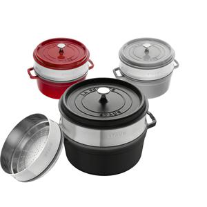 [해외] 꼬꼬떼 라운드 26cm 스티머 높은 찜기 무쇠 양수냄비 관부가세포함