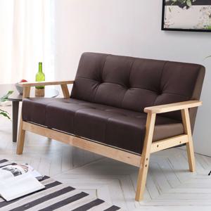 [리퍼]레오 러버우드 원목 2인 소파 카페 4colors