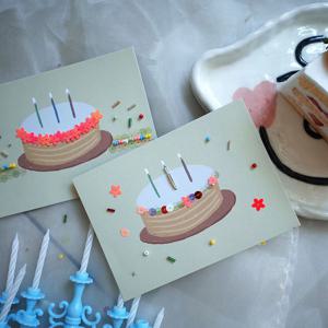 비즈와 스팽글로 꾸미는 생일카드 2장 만들기 DIY KIT