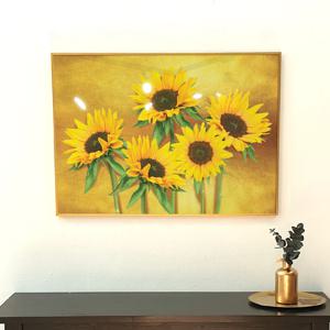 풍수 돈 들어오는 5송이 황금 해바라기 꽃 그림 인테리어 액자