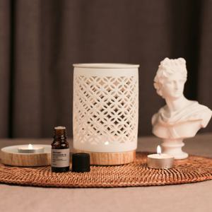 아로마 오일버너+ 에센셜오일 10ml+ 티라이트 9P 3종세트 라벤더 티트리 로즈마리 외