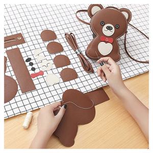 리본곰돌이 가방만들기 DIY 체험 가죽공예키트 조카선물