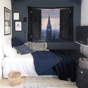 [해외]지난 여름 휴가B 창문 풍경 대형 패브릭 포스터