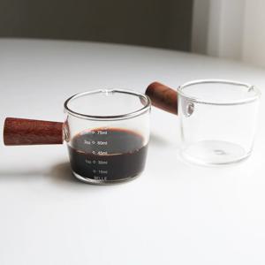 버츄오 내열 유리 우드 손잡이 샷잔 시럽잔 M 75ml