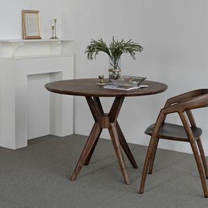 마이스터월넛 디오르 원형 원목식탁 2인용 4인용 테이블 원탁 라운드 우드 호두나무 1100