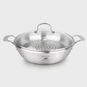 신 통3중 스텐 웍 팬 28cm(유리뚜껑 포함)