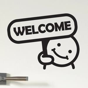 welcome 팻말 든 귀요미 가게 인테리어 스티커