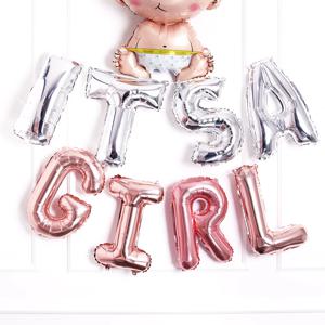 은박풍선 ITS A GIRL 실버로즈 베이비샤워 파티용품