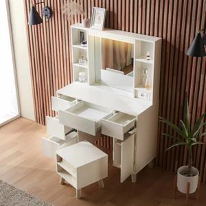 [정기세일][209,000원] 데일리 LED조명 서랍 수납 화장대 (+스툴포함)2color
