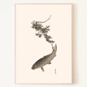 풍수 수묵 잉어도 물고기 잉어 그림 인테리어 동양화 액자