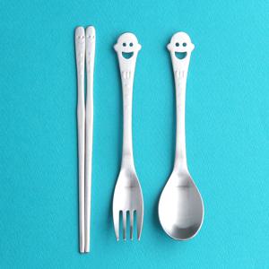 어린이수저 스마일 3종 (스푼+포크+젓가락), 유아동수저세트