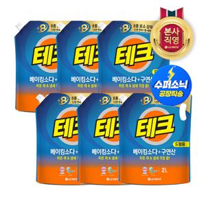 테크 베이킹소다+구연산 실내건조 액체세제 드럼 리필 2L x 6개