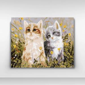 DIY 쉬운 명화그리기 유화세트 A-107 꽃밭의 두 고양이 중형 40x50