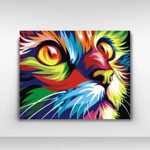 DIY 쉬운 명화그리기 유화세트 A-189 컬러풀 고양이 중형 40x50