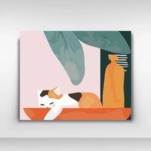DIY 쉬운 명화그리기 유화세트 A-224 널브러진 고양이 중형 40x50
