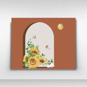 DIY 쉬운 명화그리기 유화세트 A-228 고양이와 해바라기 중형 40x50