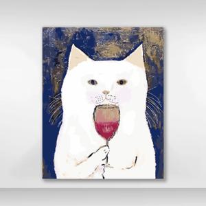 DIY 쉬운 명화그리기 유화세트 A-233 와인 고양이 중형 40x50