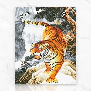 DIY 캔버스형 보석십자수 산기슭호랑이 40X50cm