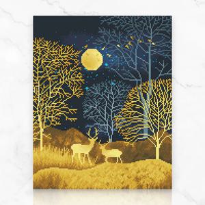 DIY 캔버스형 보석십자수 황금사슴 40X50cm