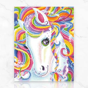 DIY 캔버스형 보석십자수 레인보우 유니콘 40X50cm