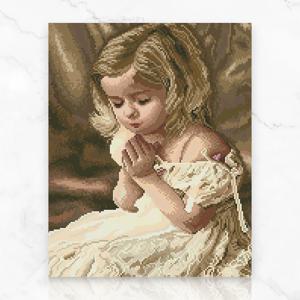 DIY 캔버스형 보석십자수 소녀의 기도 40X50cm