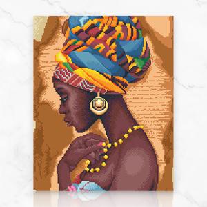 DIY 캔버스형 보석십자수 에티오피아 소녀 40X50cm