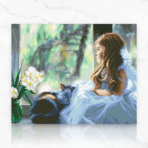 DIY 캔버스형 보석십자수 소녀의 기다림 40X50cm