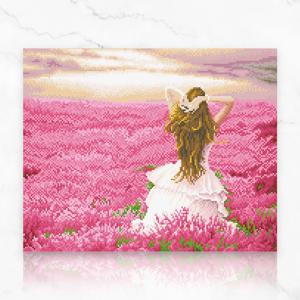 DIY 캔버스형 보석십자수 핑크빛 소녀 40X50cm