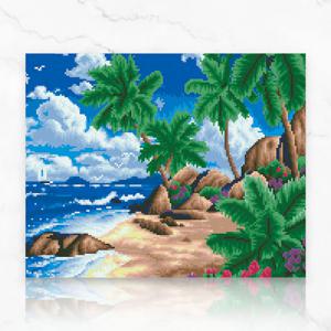 DIY 캔버스형 보석십자수 하와이 야자수 40X50cm