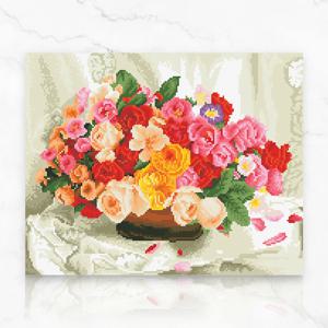 DIY 캔버스형 보석십자수 장미다발 40X50cm