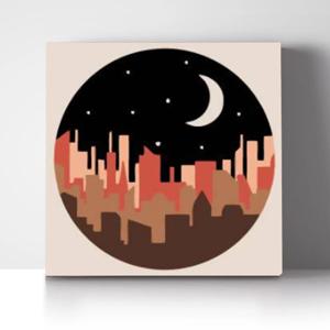 DIY 쉬운 명화그리기 유화세트 A-249 달과 밤 도시 소형 20x20