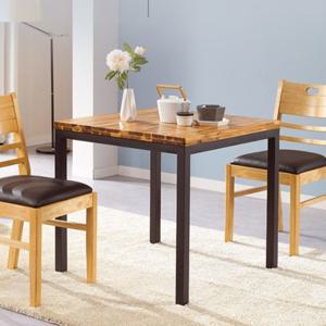 소형평수 아카시아 원목 상판 스틸 2인식탁 의자 세트