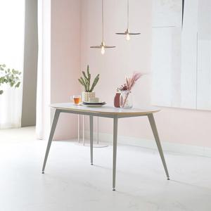 듀이 화이트 타원형 hpm 라미네이트 4인용 식탁 테이블 1400