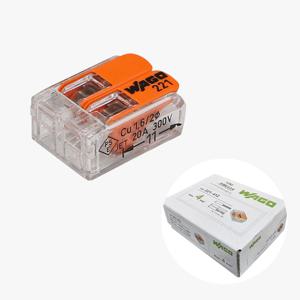 푸시인콘넥타 2P 주황색 4SQ 전선커넥터 연선 단선 겸용 코넥터 봉100EA