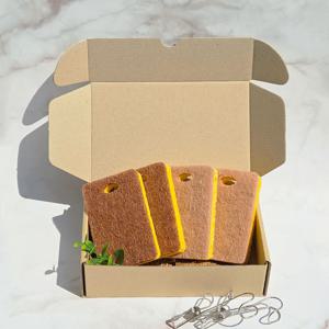 천연 코코넛 수세미 4개 세트 제로웨이스트 주방 스텐 집게 포함 선물 추천