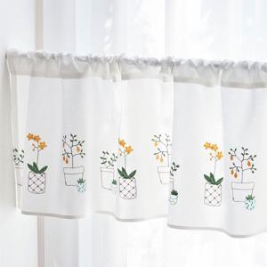 꽃바구니 자수 주방 바란스 플라워 커튼 미니광목 가리개커튼