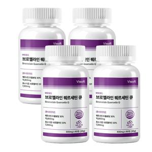 브로멜라인 퀘르세틴 큐 60정x4병 (4개월분) 파인애플효소 파파야 독일산 고순도 케르세틴