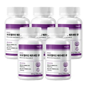 브로멜라인 퀘르세틴 큐 60정x5병 (5개월분) 파인애플효소 파파야 독일산 고순도 케르세틴