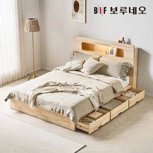 코지 3서랍 편백나무침대 원목 수납헤드 더블 프레임