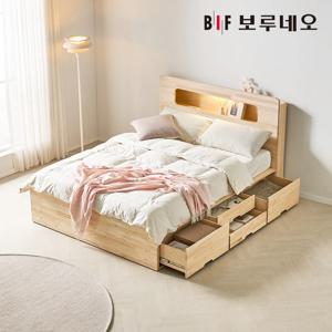 코지 4서랍 편백나무침대 원목 수납헤드 더블 프레임
