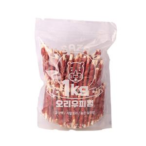 강아지 대용량 간식 져키 1kg 오리우피껌