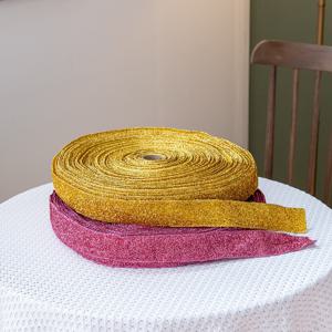 크리스마스 반짝이 리본 5cm (100yd) 2colors 롤 선물 포장 끈 공예 재료