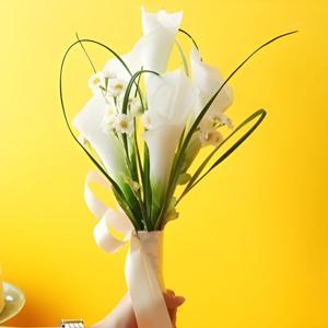 순백화 퓨어화이트 카라 핸드메이드 부케