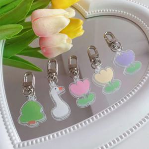 동물 프렌즈 키링 아크릴 거위 나무 튤립 열쇠고리