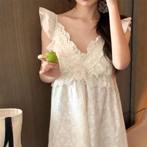 펄 플라워 레이스 여름 민소매 홈웨어 원피스 (1color)