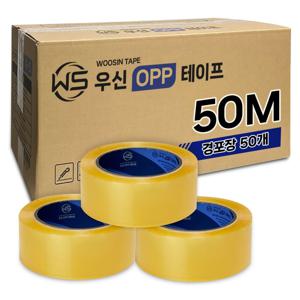 우신 박스테이프 경포장 50M 투명 OPP 투명 포장재 강한 밀착력