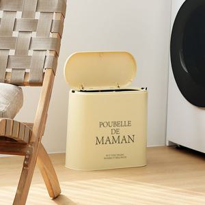 [리퍼] 원터치 인테리어 슬림 휴지통 10L (버터컬러)
